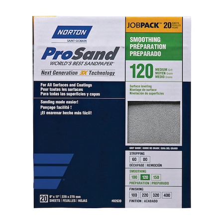 Norton Abrasives Norton ProSand 11 in. L X 9 in. W 120 Grit Aluminum Oxide Sandpaper 20 pk 7660768172